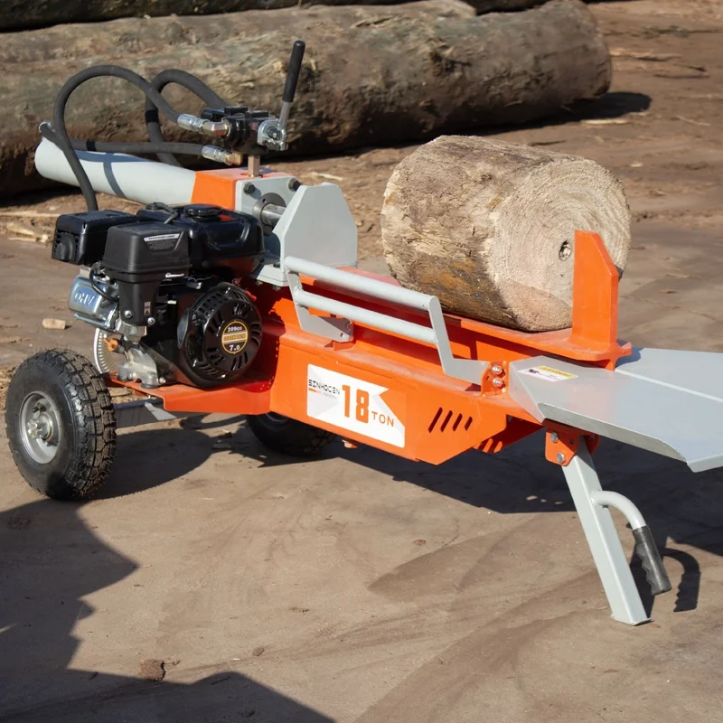 The whole machine is CE certified 18 tons one-click start wood splitter household firewood splitting gasoline wood splitter