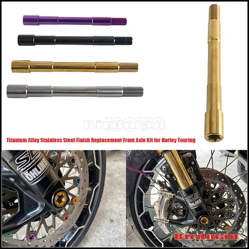 Steel/ Titanium Front Axle Kit For Harley Touring Street Glide Road Glide Ultra Classic  X Öhlins Inverted Fork Legs Accessories