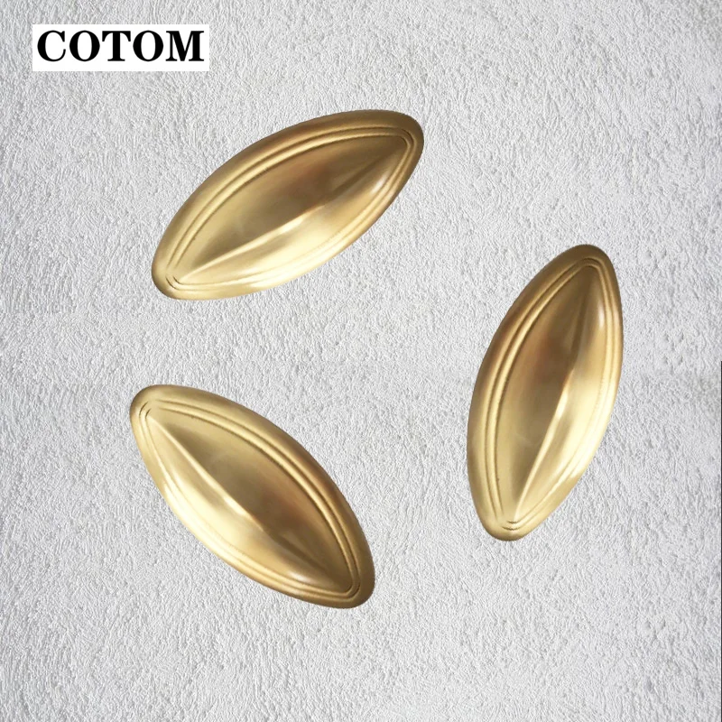 

Oval Shape Solid Brass Cabinet Handles Single Hole Drawer Pulls and Knobs Kitchen Drawer Furniture Door Handles Modern Knobs