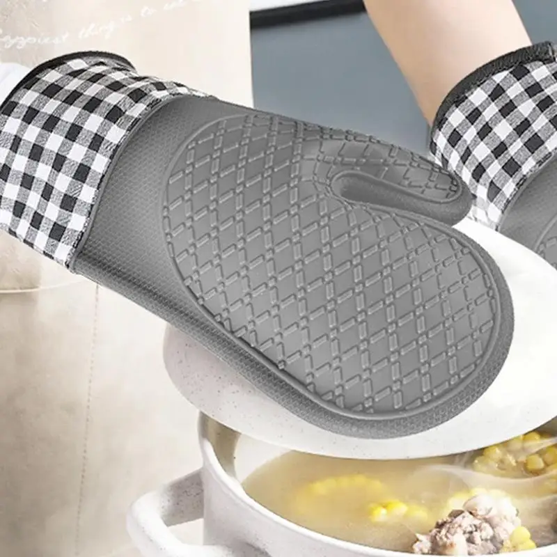 

Heat Resistant Kitchen Gloves Waterproof Silicone Oven Gloves Non-Slip Grip Kitchen Gloves Safe For Cooking Baking Grilling