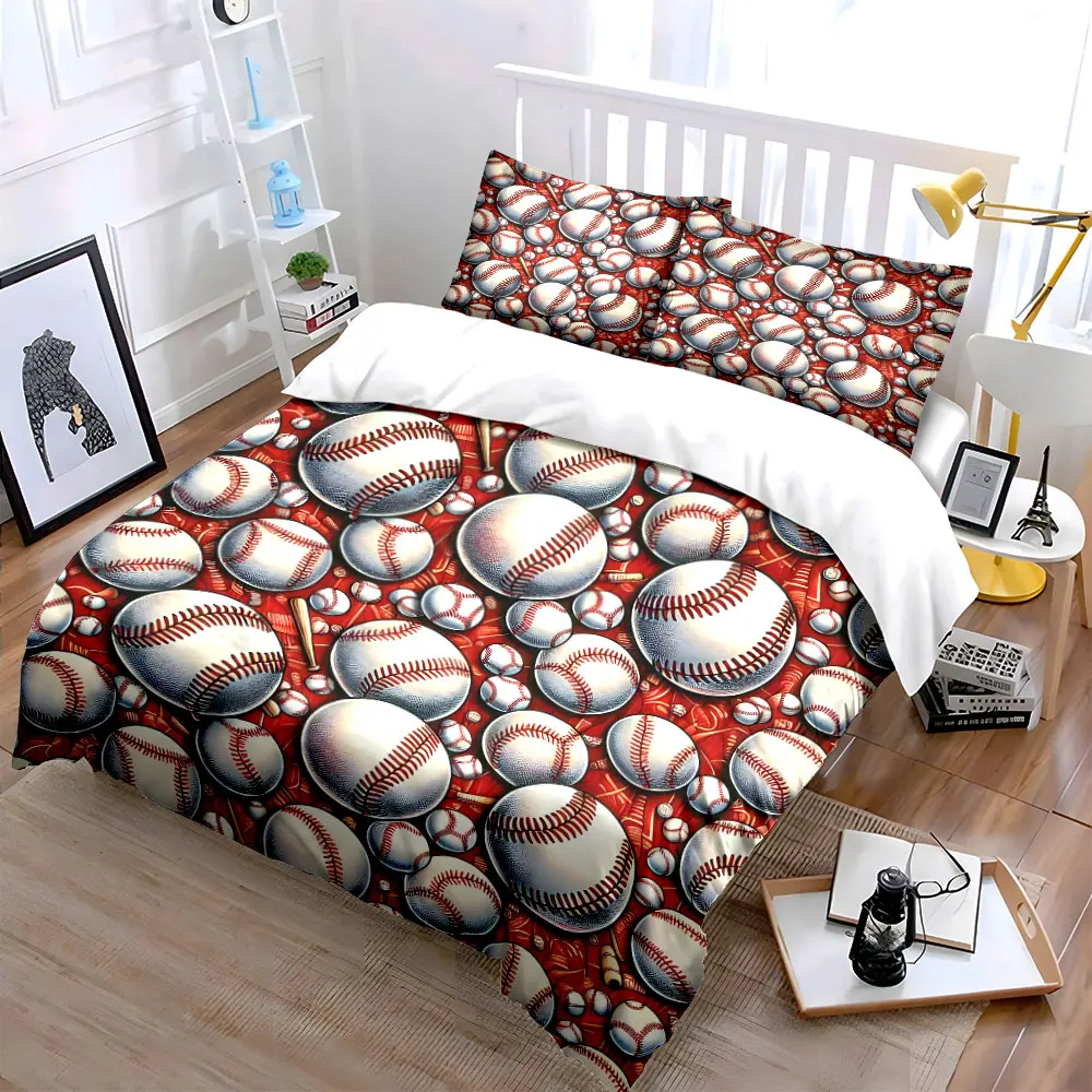 Baseball-Themed Decor Three-Piece Set Multiple sizes kid's and adults' bedroom Exquisite 3PC bedding set, gift