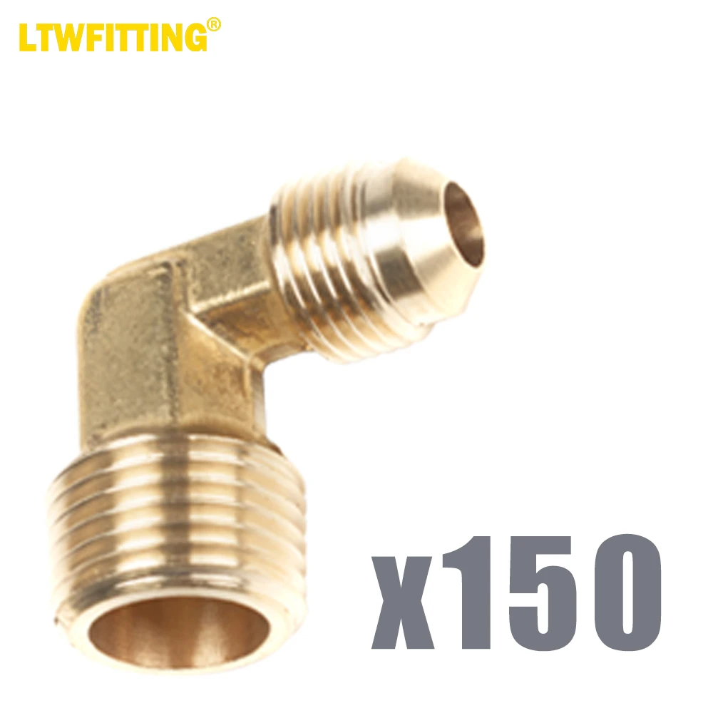 

LTWFITTING Brass Flare3/8" OD x 1/2" Male NPT 90 Degree Elbow Tube Fitting (pack of 150)