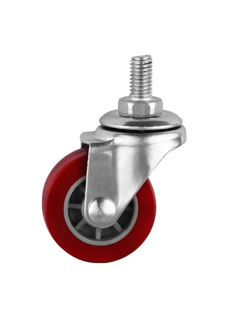 

5 Pcs/Lot Casters 1.5 Inch M8 Screw Universal Wheel Trolley Diameter 38mm Jujube Red Pu Polyurethane Furniture