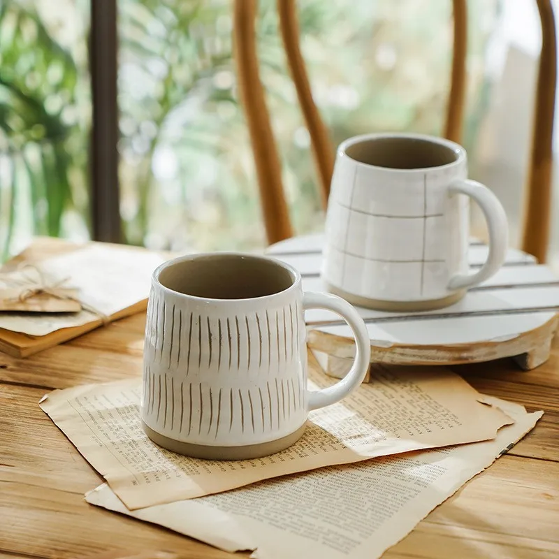 

Minimalist Nordic Ceramic Ins Style Hand-painted Mug Japanese Milk Creative Personality Water Cup Coarse Pottery Coffee Cups