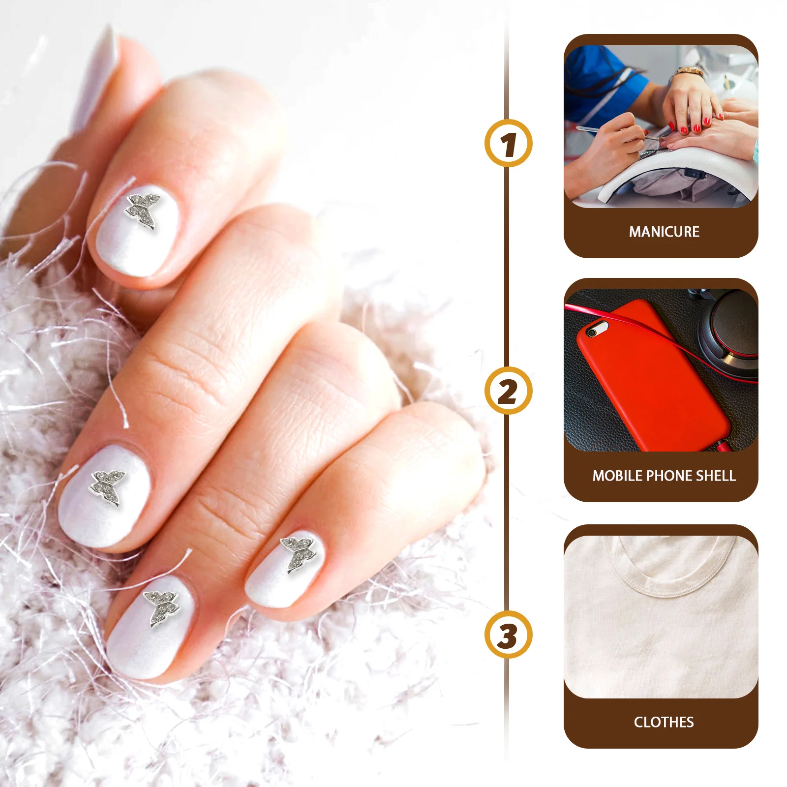 

10Pcs Butterfly Nail Art Supplies Gems Decorations Manicure Accessories for Dating Work School Vacation Appointment Graduation