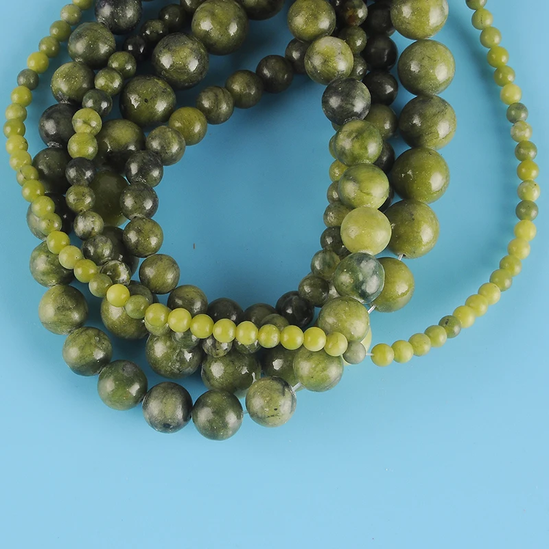 4/6/8/10mm Natural Stone Wholesale Southern Jade Stone For Diy Jewelry Bracelet Necklace Making 15”