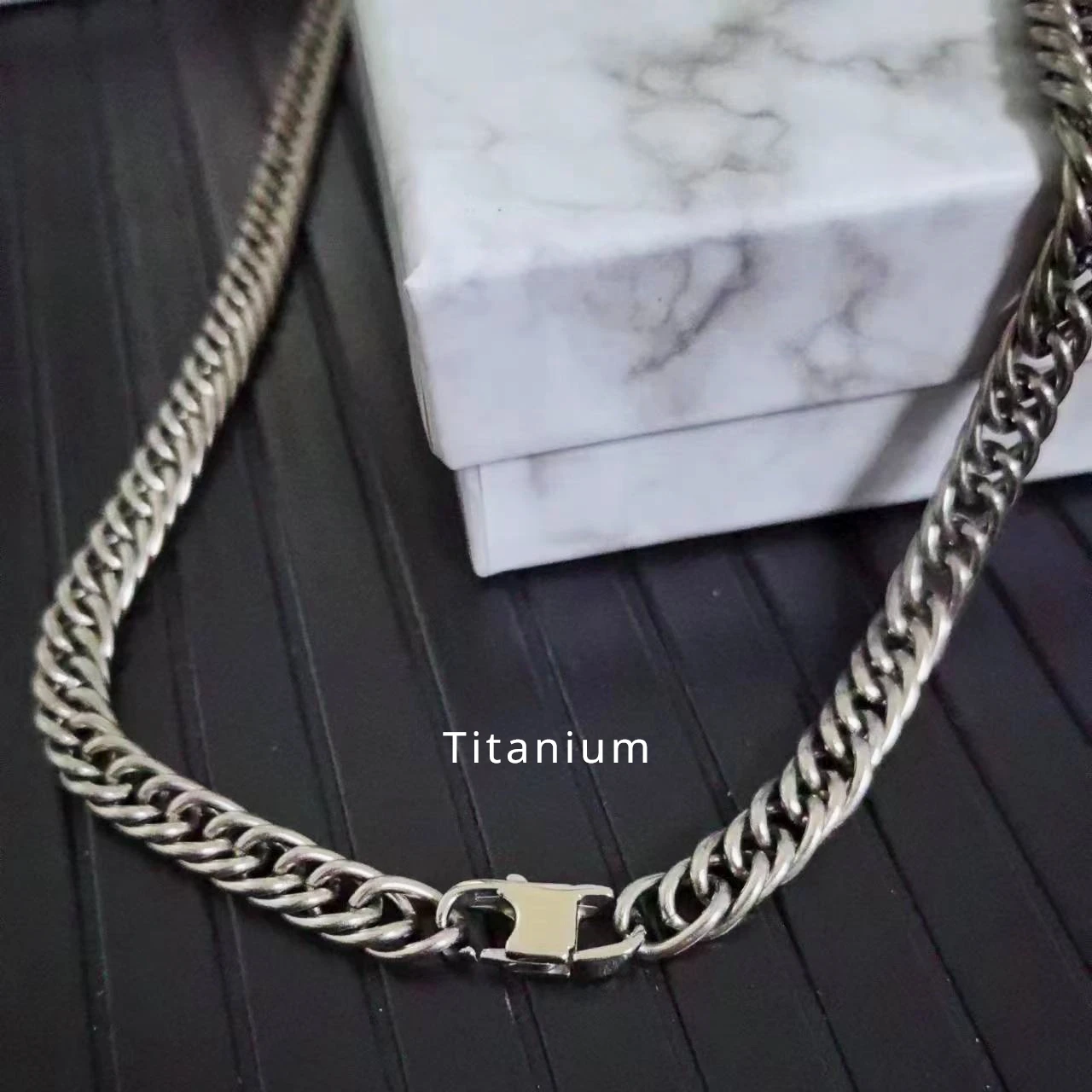 New Pure Titanium Necklace 7mm Double Woven Horsewhip Chain Denim Chain Lightweight Anti Allergic Hip-hop Street Style Neutral