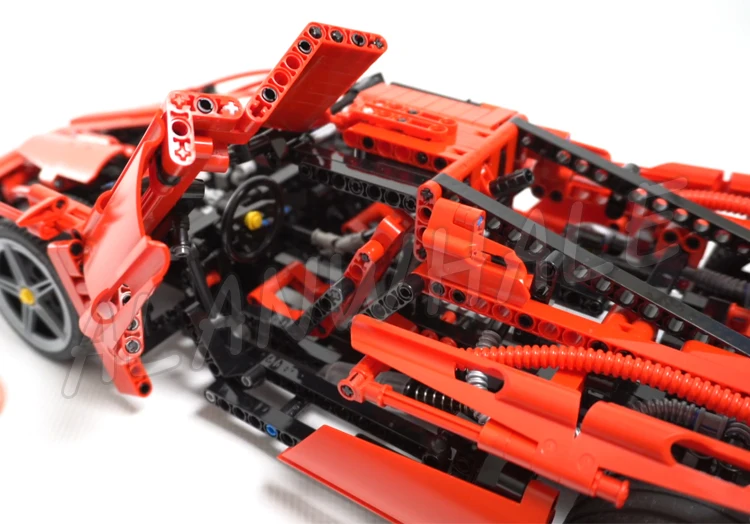 1360 قطعة التقنية 1:10 مقياس المتسابق الأحمر سوبر سباق السيارات V12 محرك فراشة الباب 10571 بناء الالعاب العملاقة متوافق مع النموذج