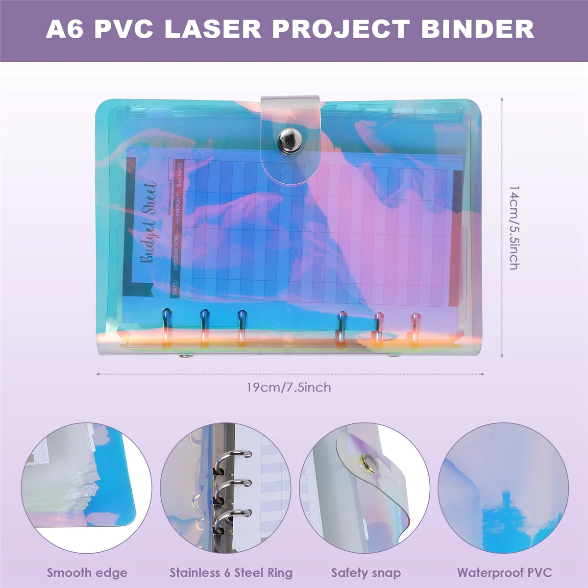 38 Stuks Budget Organizer Binder Cash Envelop Systeem, Stickers, Budgetbladen, Pvc Tassen, Voor Geldplanner, Holografische Kleur