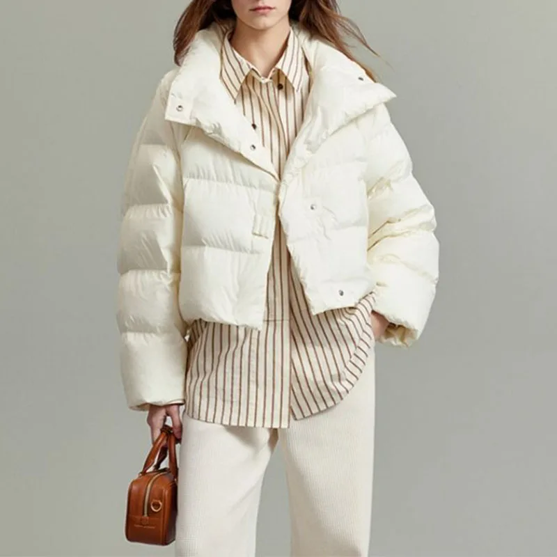 Parkas d'hiver en coton épais pour femmes, style américain, revers décontracté vintage, bouton de document solide, combinaison thermique extérieure chic, 2024