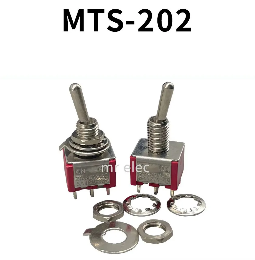 2PCS MTS-202 6 Pins 2 Positions Toggle Switch 6 Pin ON-ON Mini Toggle Switch For Switching Lamp Light ON-ON Switch 6A 125VAC