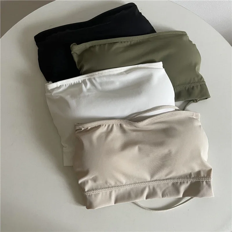 

Seamless Tube Top Ice Silk Sexy Wrap Chest For Women Push Up Bras Strapless Underwear Solid Color Bralette Lingerie