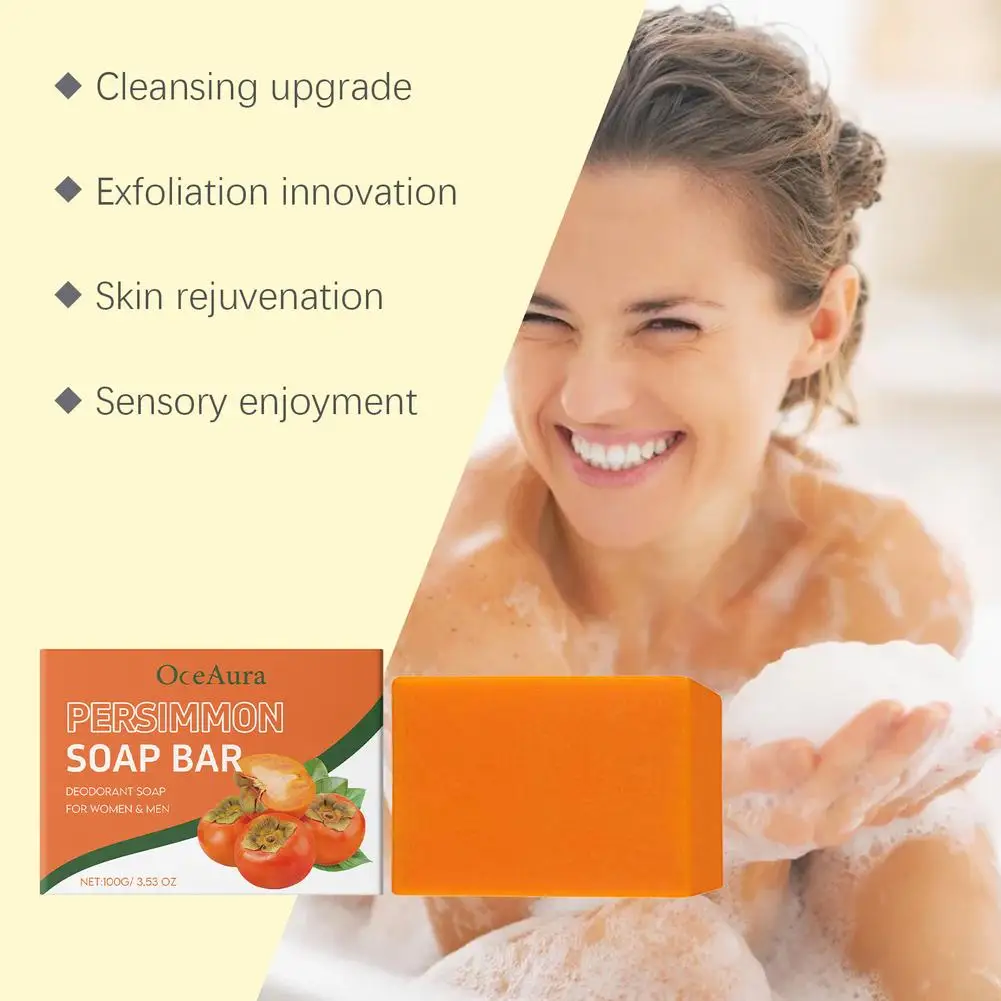 100g Natural Persimmon Soap for Effective Odor Control Gentle Body Soap Bar for Long-Lasting Freshness Daily Cleansing Skin Care