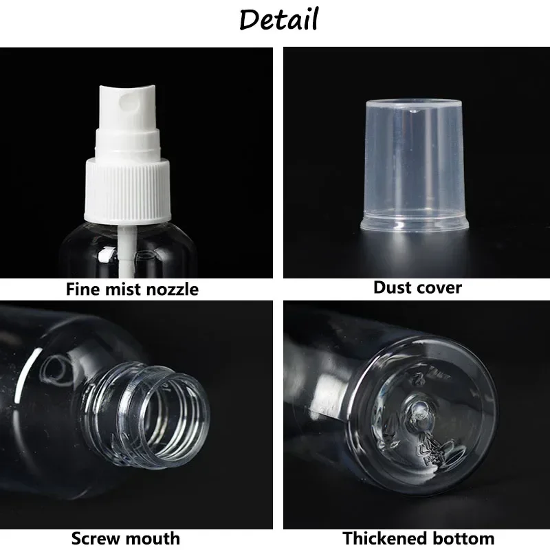 50Pcs/Lot 10-100ml Transparent Spray Bottle With Funnel Portable Perfume Sample Bottles Cosmetic Water Containers Atomizer