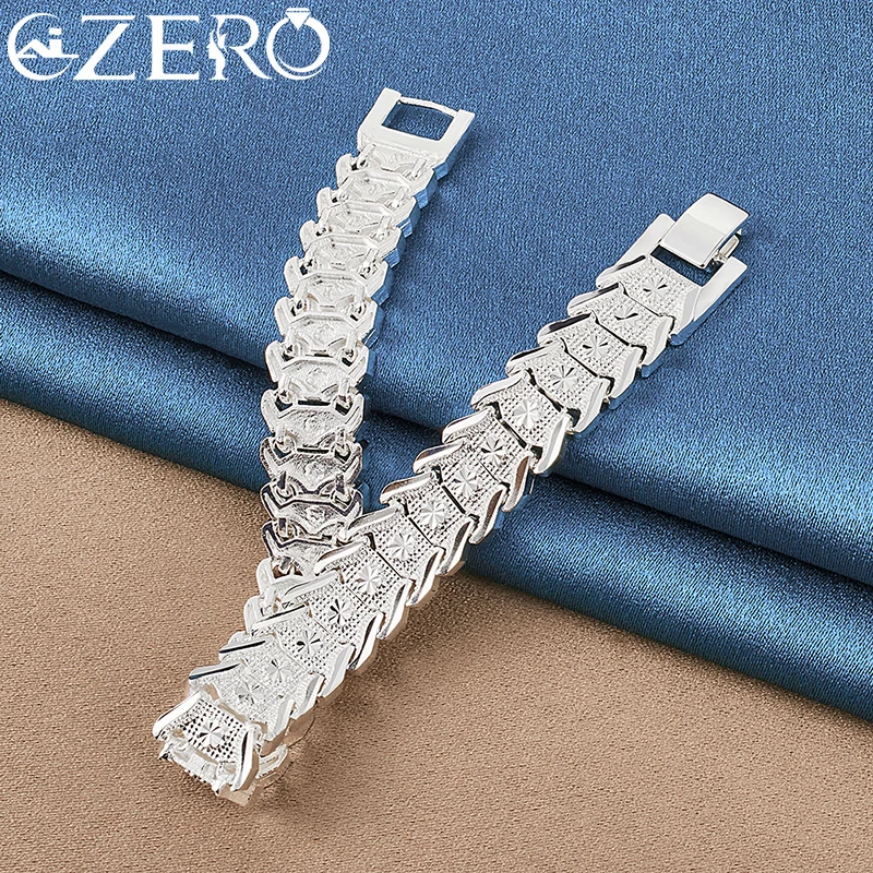 ALIZERO 925 Sterling Silver Wristband Chain Bracelet For Men Women Wedding Engagement Party Fashion Jewelry Gift