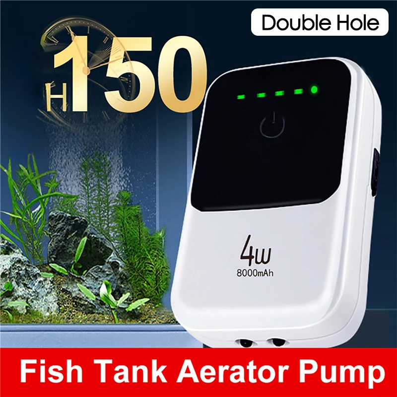 

Aquarium Oxygen Pump Air Pump USB Lithium Battery 8000mah Fish Tank Aerator Pump for Outdoor Household Portable