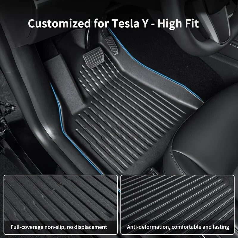 Double Layer Floor Mats for Tesla Model Y 2019-2024 Custom Fit Model Y Floor Carpets All Weather Interior Liners 2024 Upgrade