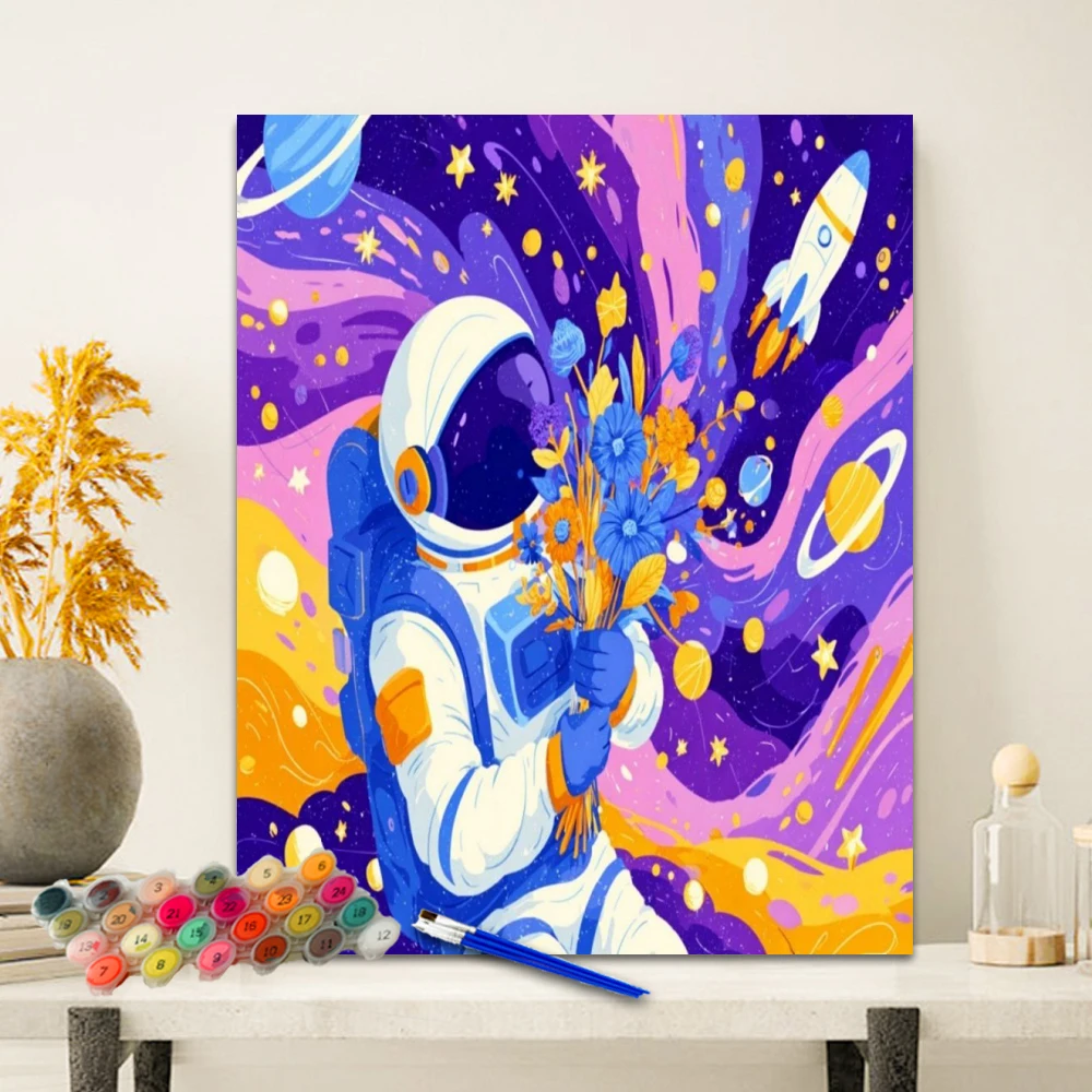 DIY Paint By Numbers Kit  Romance in Universe  Acrylic Canvas Digital Painting Wall Art Home Decor Anniversary Gift