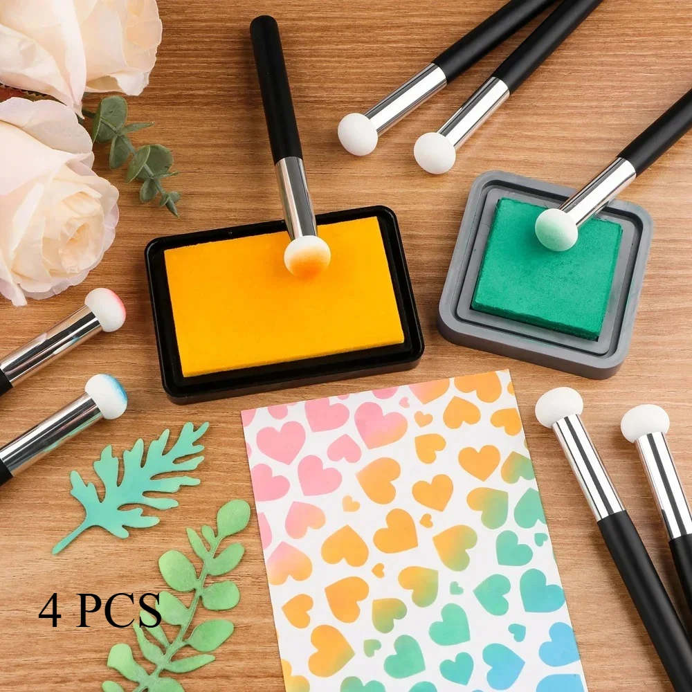 4Pcs/set Mini Paper Pouncers Soft Ink Sponge Applicators For DIY Scrapbooking Direct Inking On Intricate Crafts Projects Easily