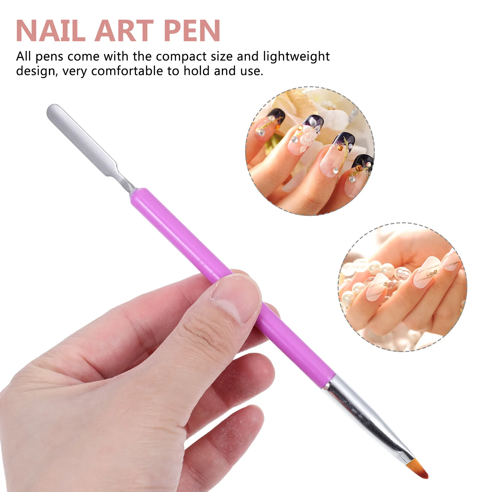 

4pcs Double-Ended Art Pen Stainless Steel Manicure Drawing Tool Reusable Nail Painting Brush Diy Accessory For Nail Art Lovers