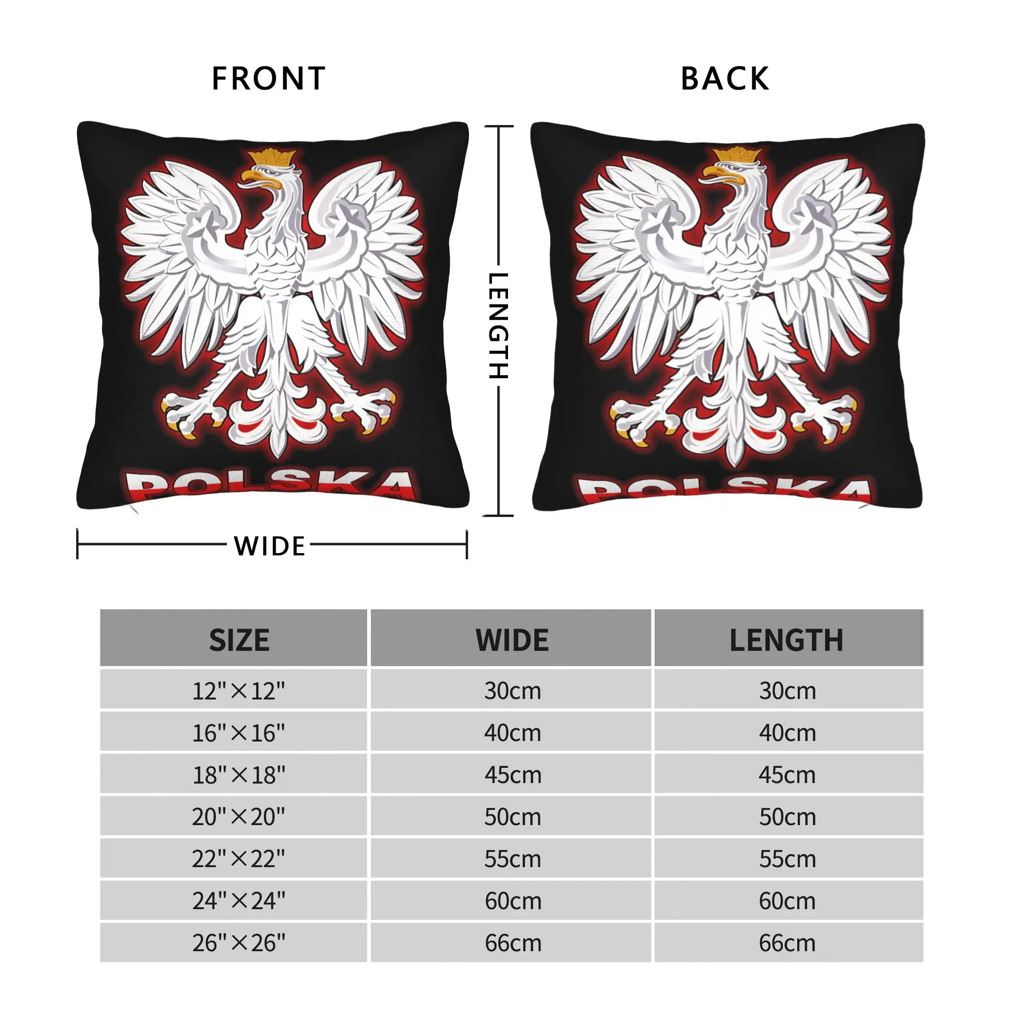 Polska Polish Coat of Arms Pillowcases  Fashion Pillow Case For Couch Sofa Bedroom Square Pillow Cover