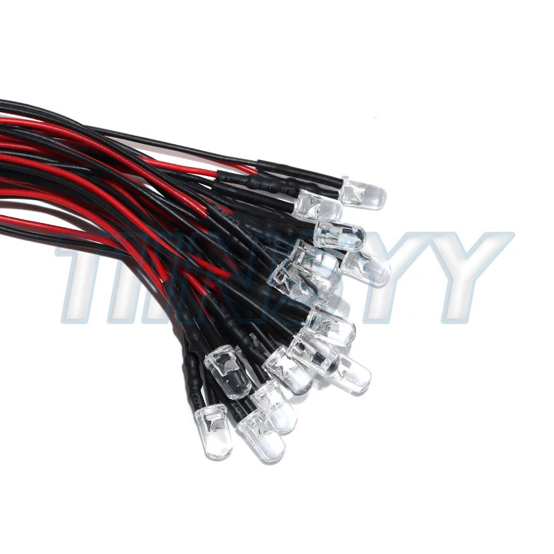 20pcs 5mm Round LED Diode DC5V-12V Pre-Wired Water Clear Light Emitting Diodes Red Green Blue White Yellow Orange Purple