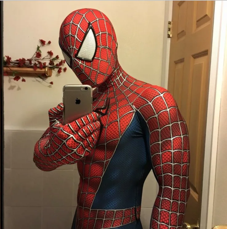 

Classic Raimi Spiderman Costume Cosplay Zentai Suits Bodysuit Spandex Superhero Halloween Costume Disfraces Para Adult Boys