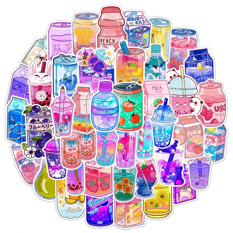 10/30/50pcs INS Cute Drink Aesthetic Stickers Cartoon Decal Scrapbook Laptop Phone Luggage Diary Car Decoration Sticker Kid Toy