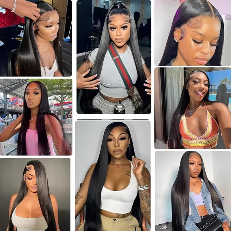 40 42 44 بوصة HD 360 كامل الدانتيل شعر مستعار أمامي شعر الإنسان 200% العظام مستقيم Hd الدانتيل أمامي 100% خصلات الشعر المستعار الإنسان 13x6 للنساء السود