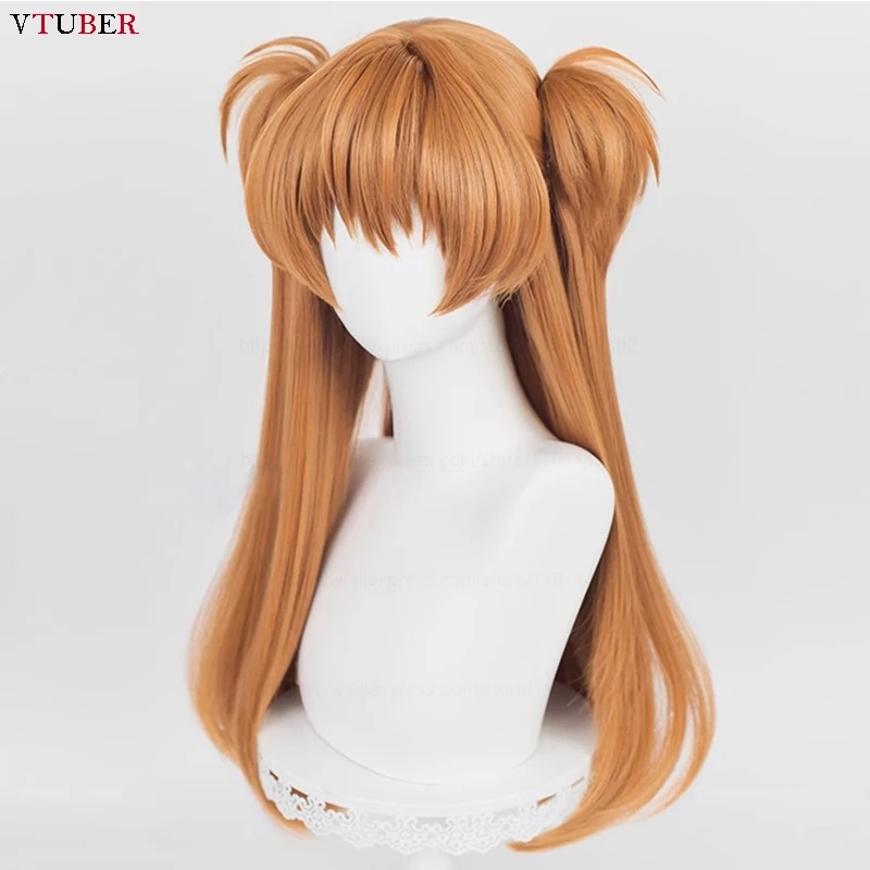 High Quality Asuka Langley Soryu Cosplay Wig EVA 68cm Long Dark Orange Heat Resistant Synthetic Hair Anime Cosplay Wigs + WigCap