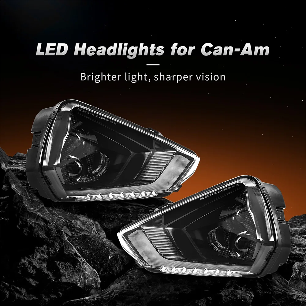 DOT LED Headlight Headlamp For Can Am Ryker 600 900 Rally Sport 2019-2025 Can-Am ATV w/ Turn Signals DRL 710008173 710008174