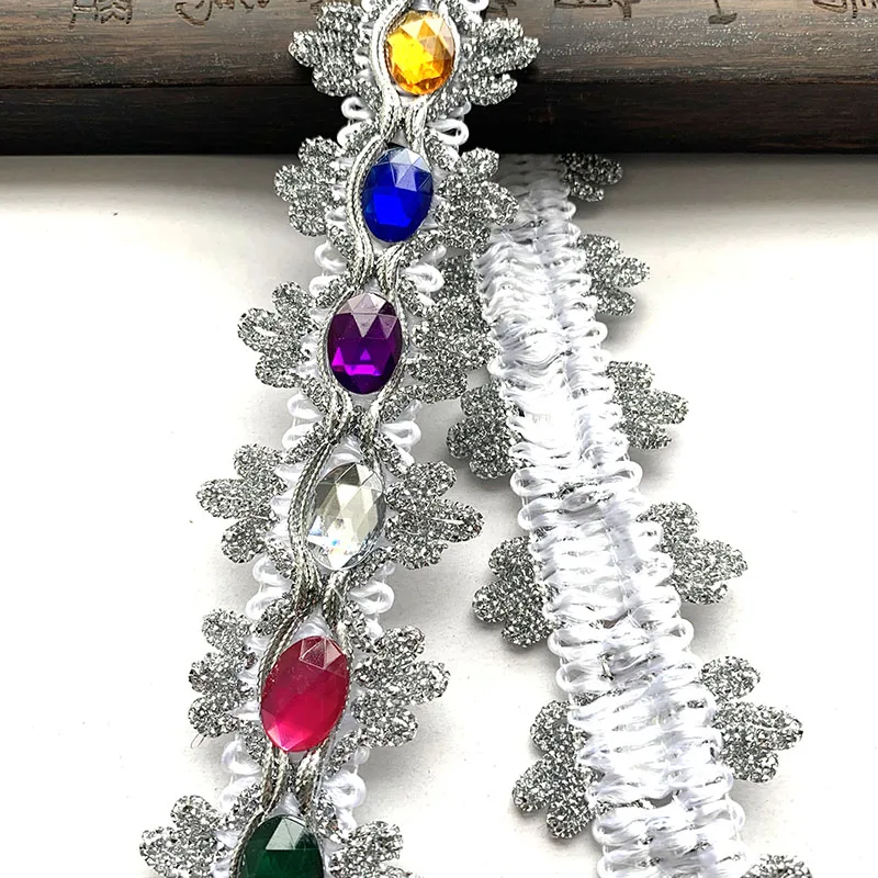 1 m/3,28 piedi per confezione bordo curvo oro argento finiture Nastri con strass Decorazione di accessori per vestiti con paillettes in cristallo