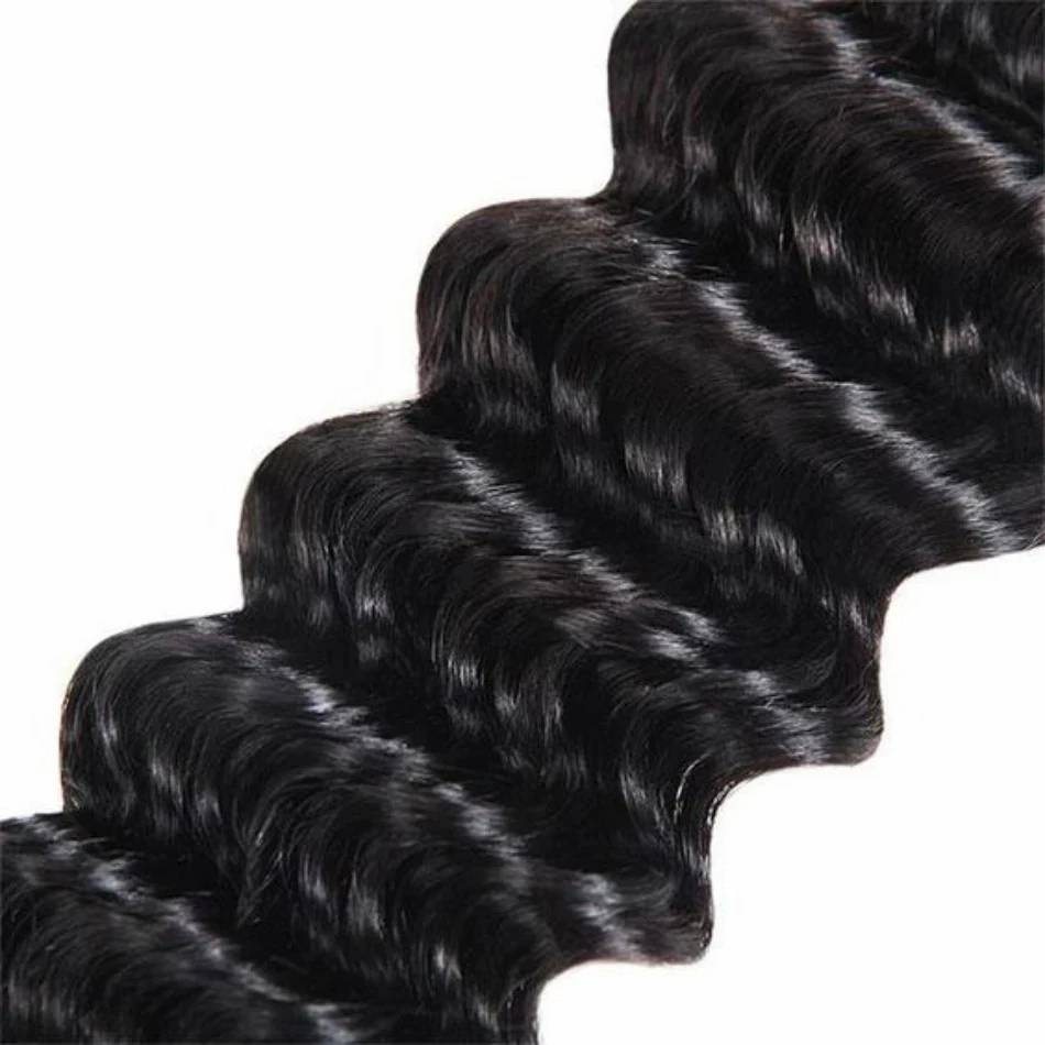 Bundles de cheveux humains Deep Wave, fermeture à lacet 13x4, cheveux Boby, 100% non transformés, document naturel, 3