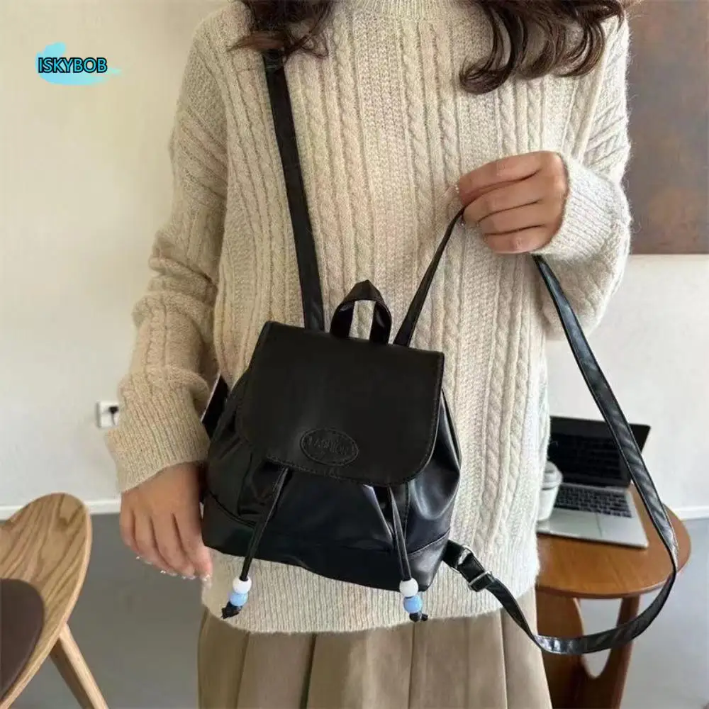 

Мягкий мини-рюкзак из искусственной кожи, маленькая упаковка, однотонная сумка на плечо, сумка в корейском стиле, Y2K, женский рюкзак