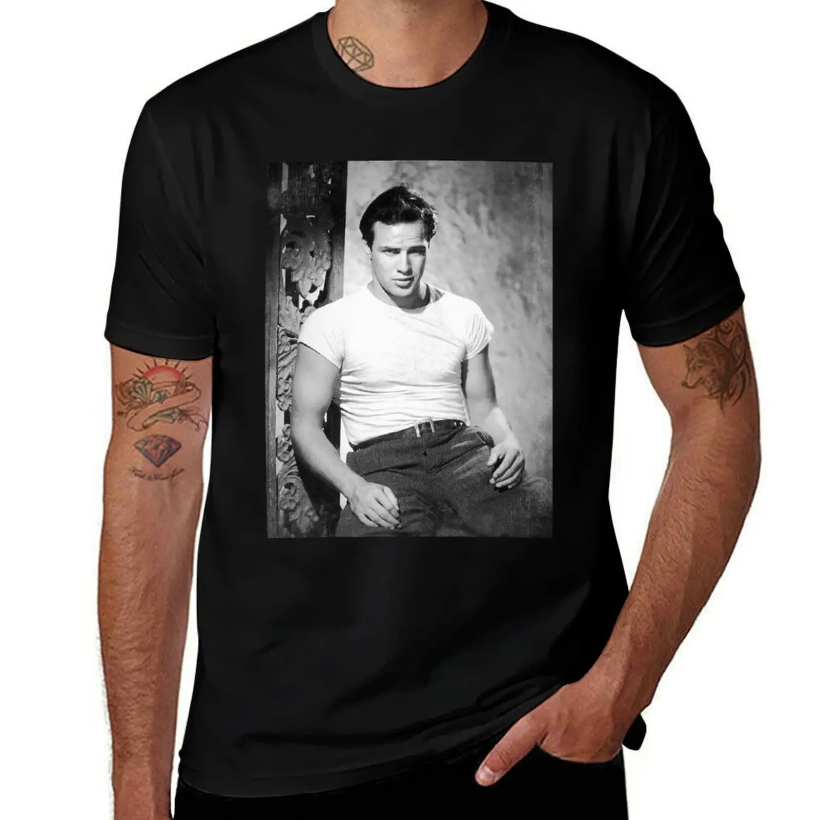 Marlon Brando - Bw Vintage - T-Shirt D41 T-Shirt Casual Di Grandi Dimensioni
