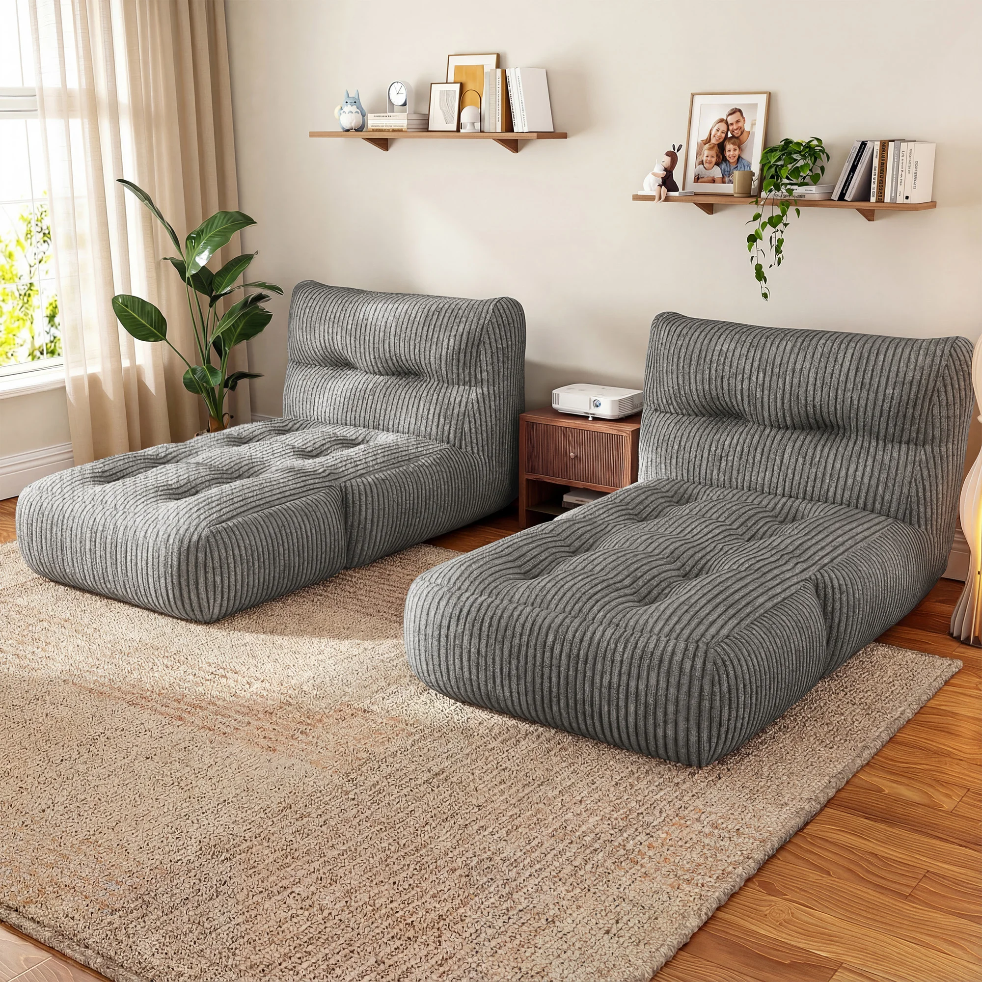 Memory Foam Floor Sofa, Adult Ergonomic Bean Bag Chair, 31.5 Inch High Back & 4-Point Support Structure, Comfort Lounge Sofa Bed For Living Room, Office, Reading And Gaming, Easy Access Design, 4 Assorted Colors Available