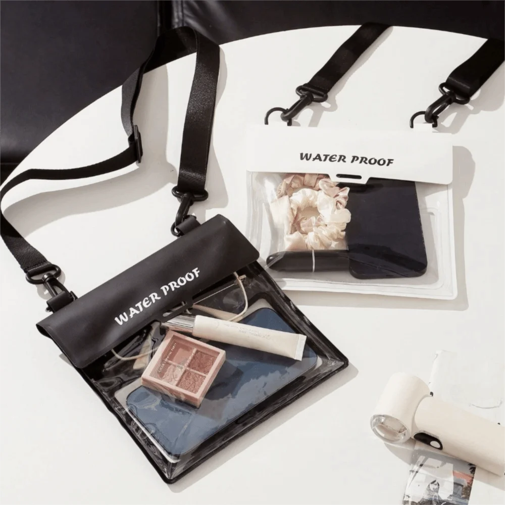 Funda Impermeable para Teléfono de Gran Capacidad, Bolsa de Buceo con Pantalla Táctil Ajustable, Bolsa de Hombro Transparente