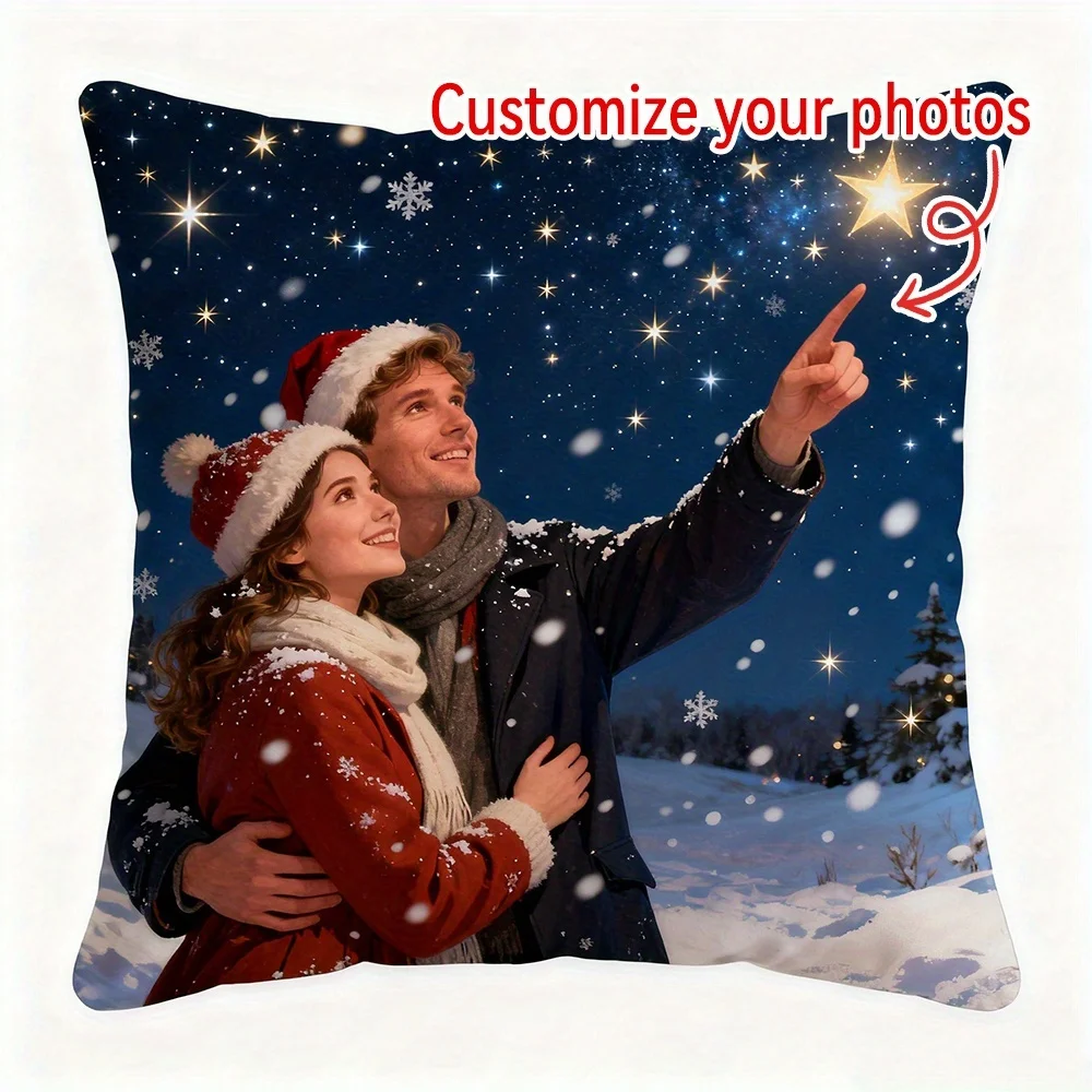 （Only pillowcases）1 customized photo printed cushion cover personalized double-sided photo upload (your own picture) zipper clos