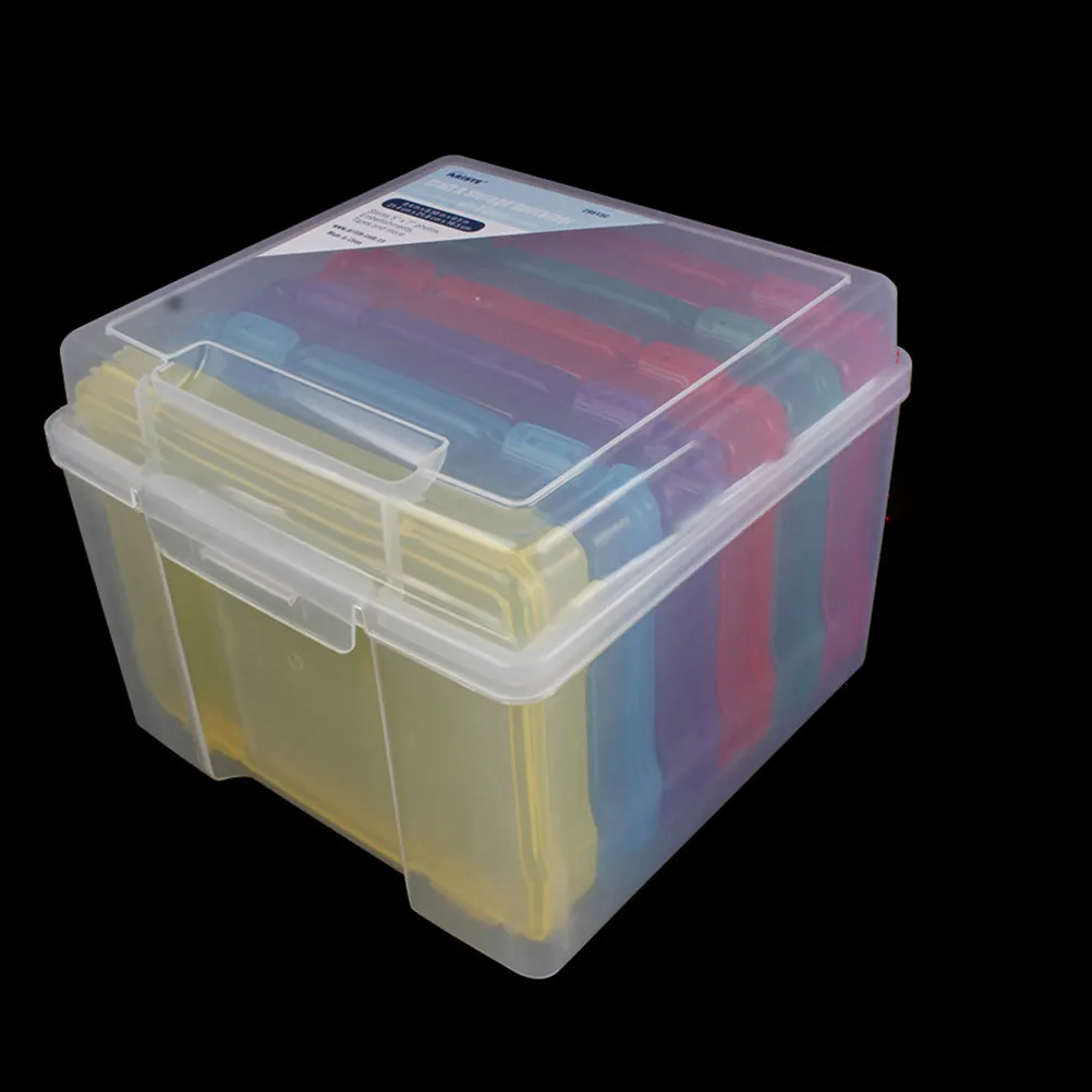 

1Set Plastic Photo Card Storage Box Greeting Card Organizer Scrapbook Keeper Removable Dividers Compact Craft Supplies Organizer