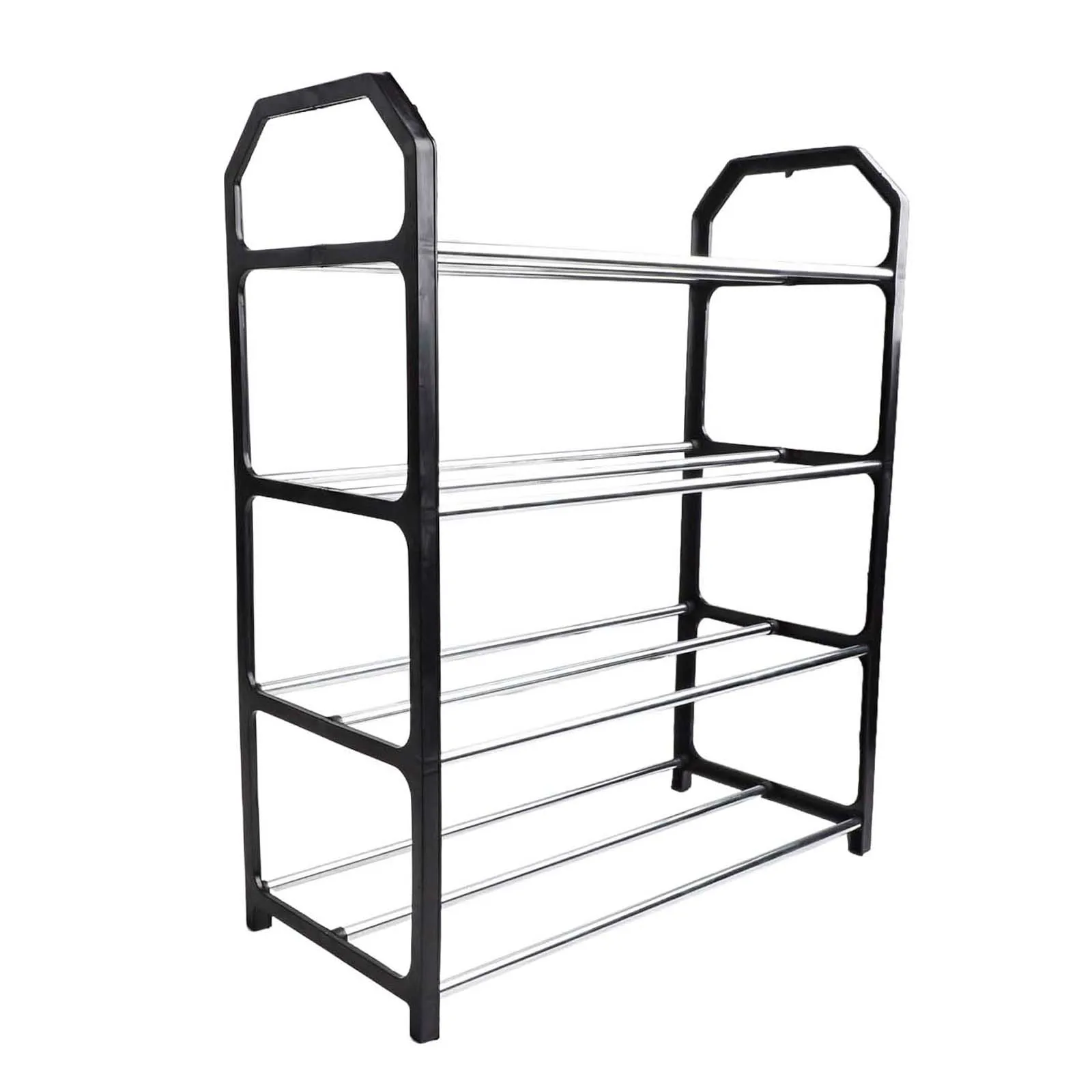 Living Room Shoe Storage Rack Compact Metal Design Sturdy Construction Black Finish Large Capacity Easy Assembly