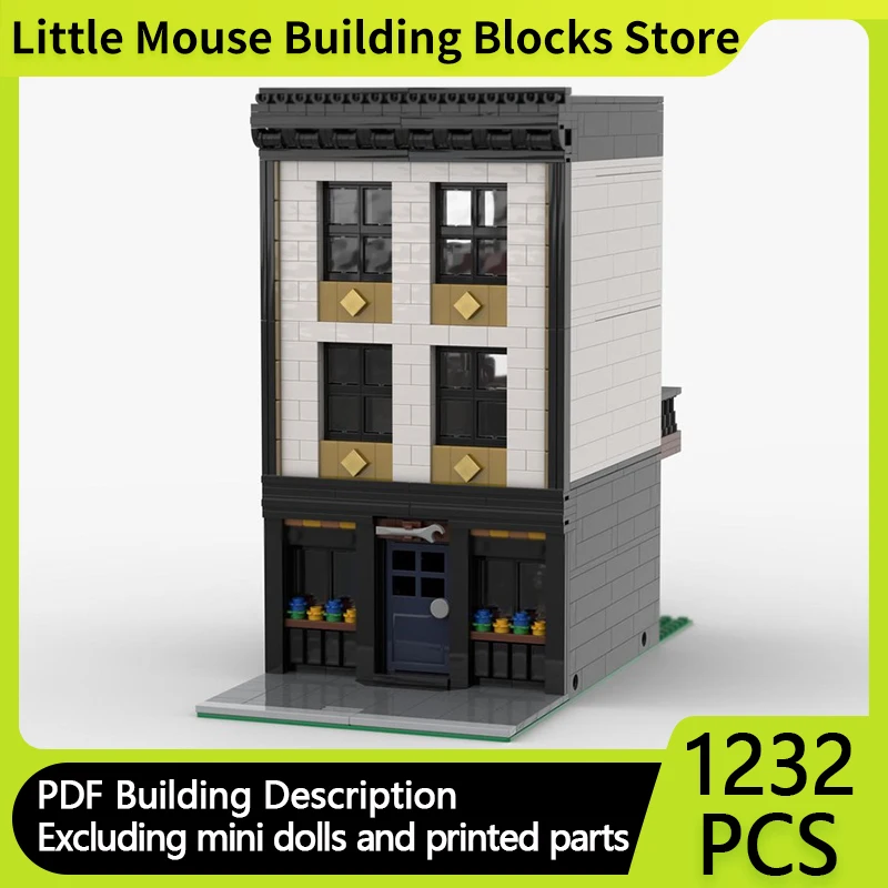 

Street View Model MOC Building Bricks Hardware Store And Apartment Modular Technology Gifts Holiday Assemble Children Toys Suit