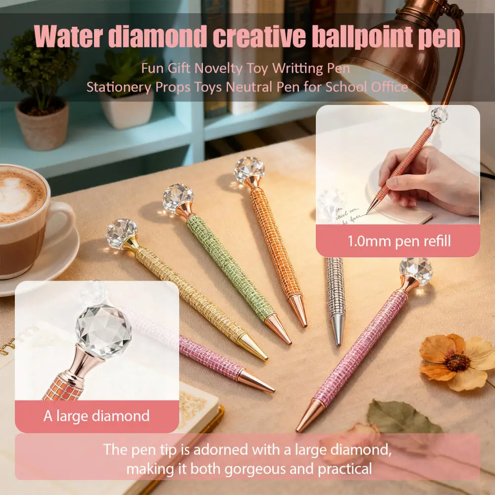 

3-5 шт., шариковая ручка с жемчугом и стразами, шариковая ручка высокого качества, роскошные милые металлические канцелярские принадлежности со стразами для школьного офиса