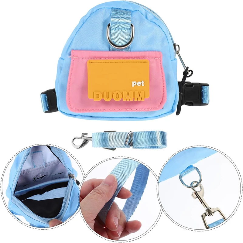 Pet Snack Organizer With Leash, Large Capacity, Adjustable Strap Backpack, Cartoon Multifunctional Dog Backpack