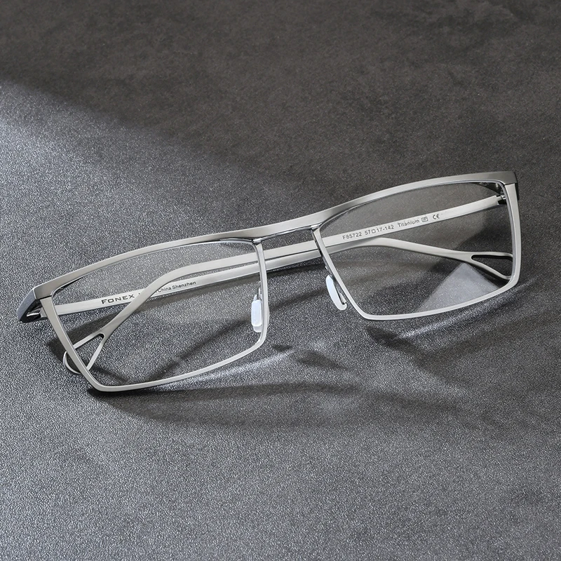 FONEX Pure Titanium Eyeglasses Frame Men New Brand Design Square Glasses Japanese Handmade Ultralight High Quality Eyewear 85722