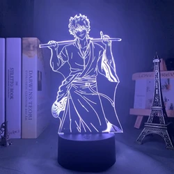 Anime Gintama Glowing Stand 3d Lamp Sakata Gintoki Action Figure Nightlight For Kids Manga Gift Bedoom Decoration