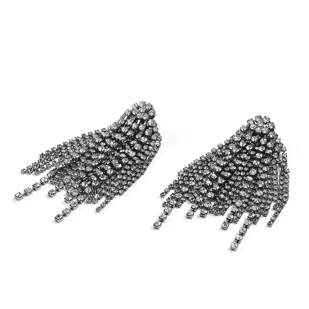 French temperament full of diamond long earrings women's senior party dinner design sense rhinestone earrings jewelry wholesale