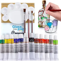 Pintura de vidrio pintada a mano, pintura decorativa creativa, 12ml, 12 colores