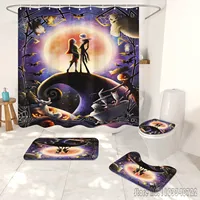 The Nightmare Before Christmas Shower Curtain Bathroom Accessories 4 Piece Set Mats And 100% Polyester Decor Cute Funny home