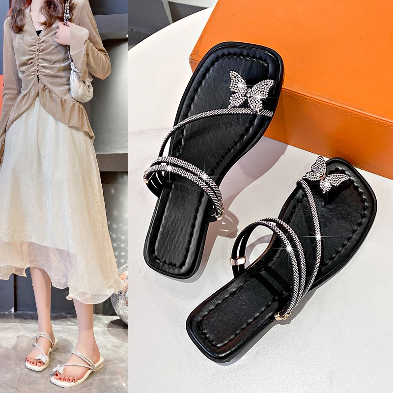 2024 Crystal Sandals Women's Summer New Fashion Beach Sandals Flat heel Slippers Luxury Sandals Women Designers Designer Shoes