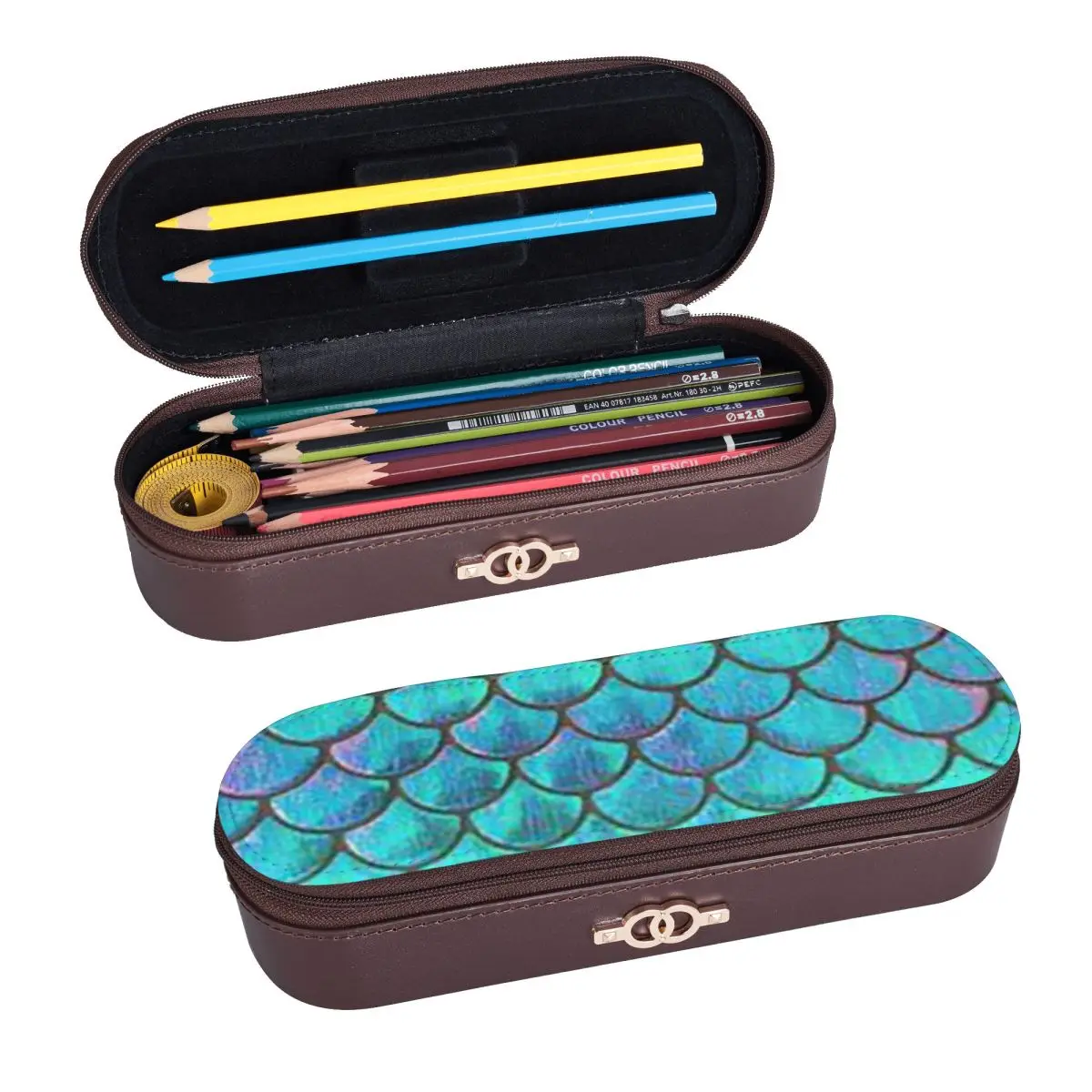 Mermaid Fish Scale Leather Pencil Case Pencil Pouch Storage Stationery Supplies Pen Box Pencil Bag for Studen School
